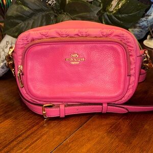 Coach Recycled Nylon Pink Crossbody Bag with Leather Trim